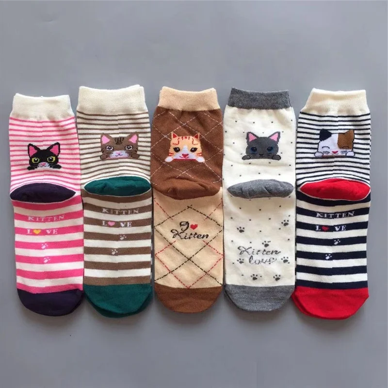 Funny Cute Cat Socks three-dimensional ear medium tube socks female cotton socks