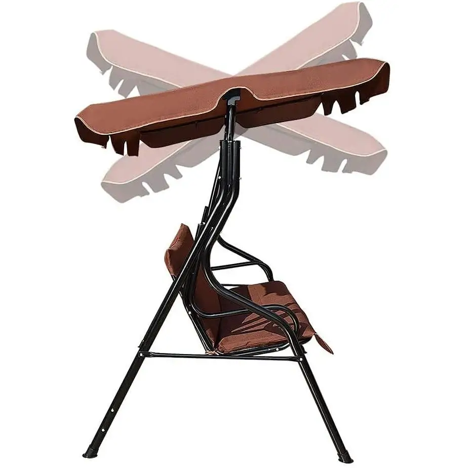 Outdoor leisure sunshade 3 Seats Canopy Swing, Outdoor Patio Swing Chair with Awning and Upholstered Steel Frame