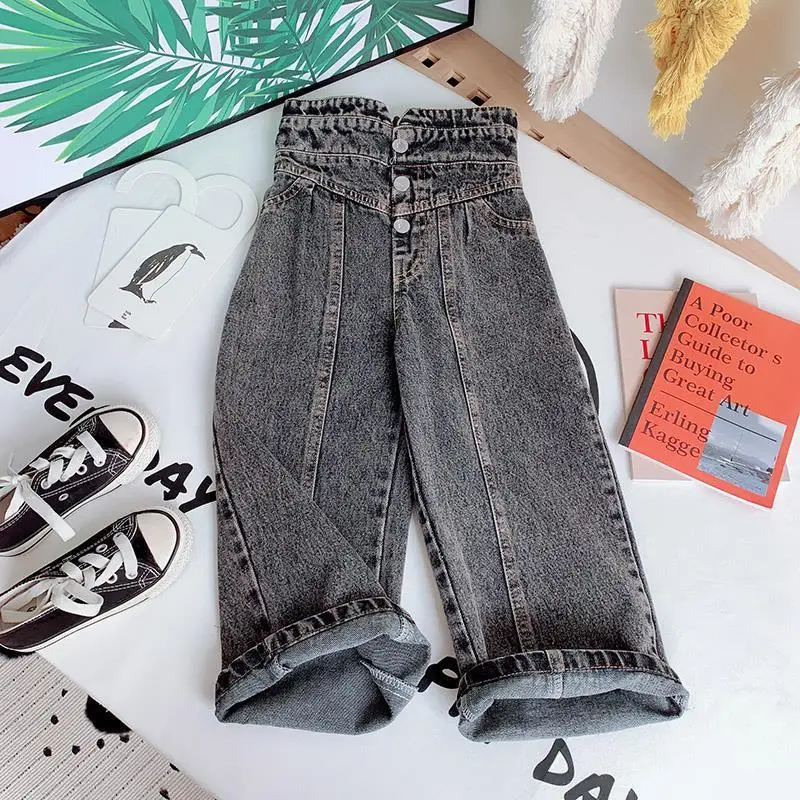 
Girl jeans spring autumn outfit new children wide leg pants export foreign trade Thailand and Vietnam girl pants 