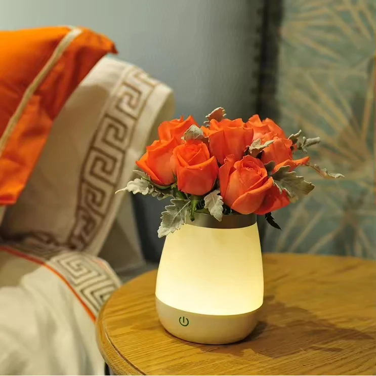 LED USB Rechargeable Vase Table Lamp Decorative Night Light with Colorful Working Modes for Hotel & Restaurant for Home Use