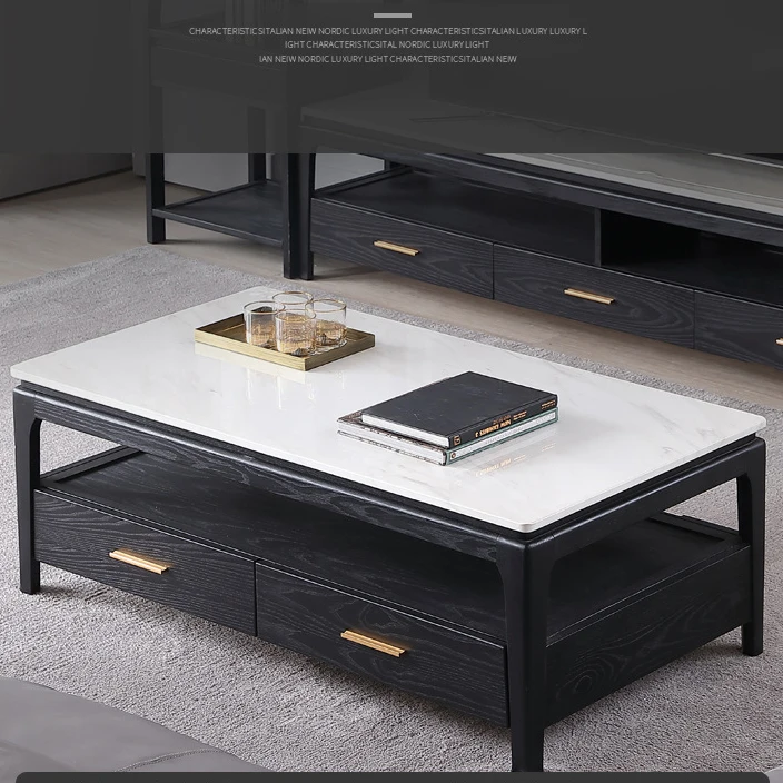 Экономия пространства Европейский дизайнерский гостиная с холодильником деревянный камень мрамор топ журнальный столик