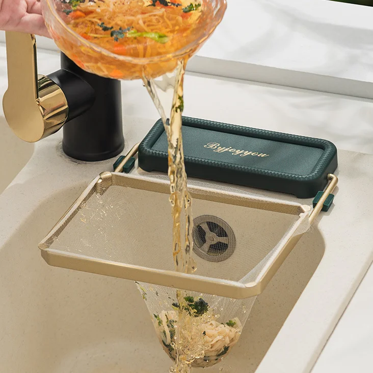 Foldable Metal Sink Strainer Rack Disposable Filter Mesh Strainer Vegetable Fruit Drainer Kitchen Gadgets Accessories