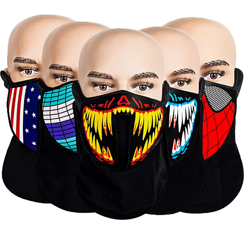2024 Hot Selling PVC Mask with LED Butterfly Panel Lighting EL Sound Activated for Halloween Rave Party