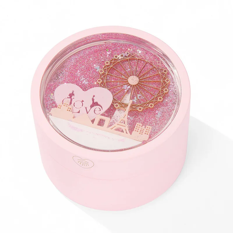 Carline Round Ring Box Flowing Sand Gif Case Ferris Wheel LED Sensor Light Jewelry Showcase Necklace Accessory Paxkaging