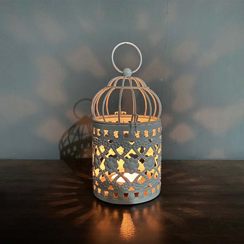 Morocco candle holder metal hollow Hanging Lantern Bird Cage pattern Tealight Candlestick party home Christmas Fairy Wedding