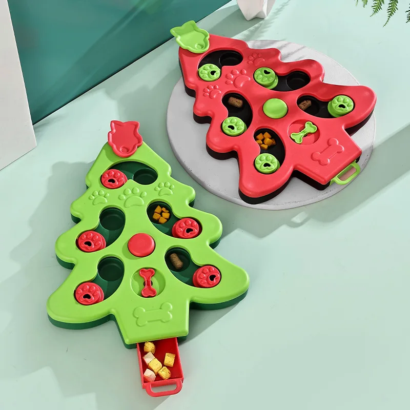 Wholesale Pet Dog Toys Puzzle Game Slow Feeder Food Luxury Durable Christmas Tree Interactive Pet Dog Puzzle Toys