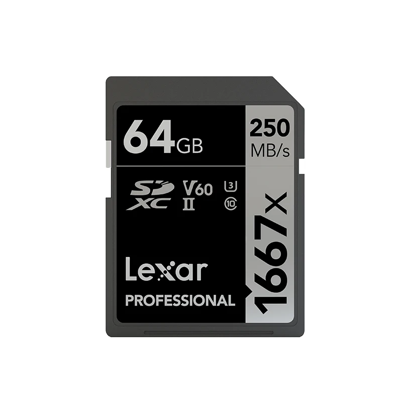 Authentic Hot Sale Lexar 1667X SD Card 64GB 128GB 256GB  SDXC UHS-II U3 3D Memory Card max 250MB/s For 4K Video Camera