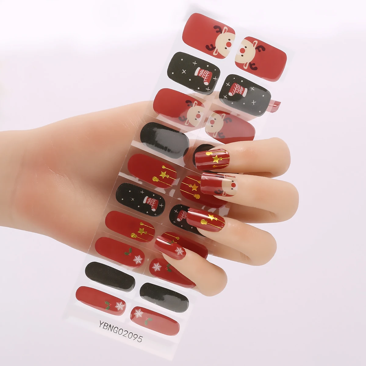 YBNG Sparkling Semi Cured Gel Nail Stickers Ideal for Parties and Everyday Any Occasion and Easy to Use Waterproof 20 Wraps