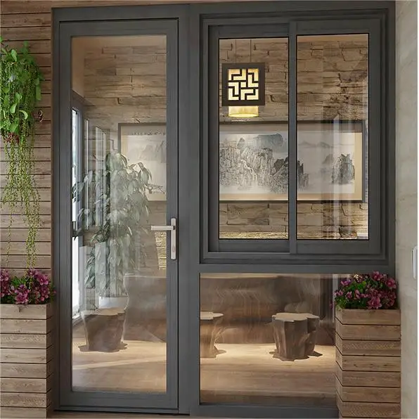 Exterior Balcony Door with Window Optional Privacy Tempered Glass Aluminum Entrance French Hinged Swing Door