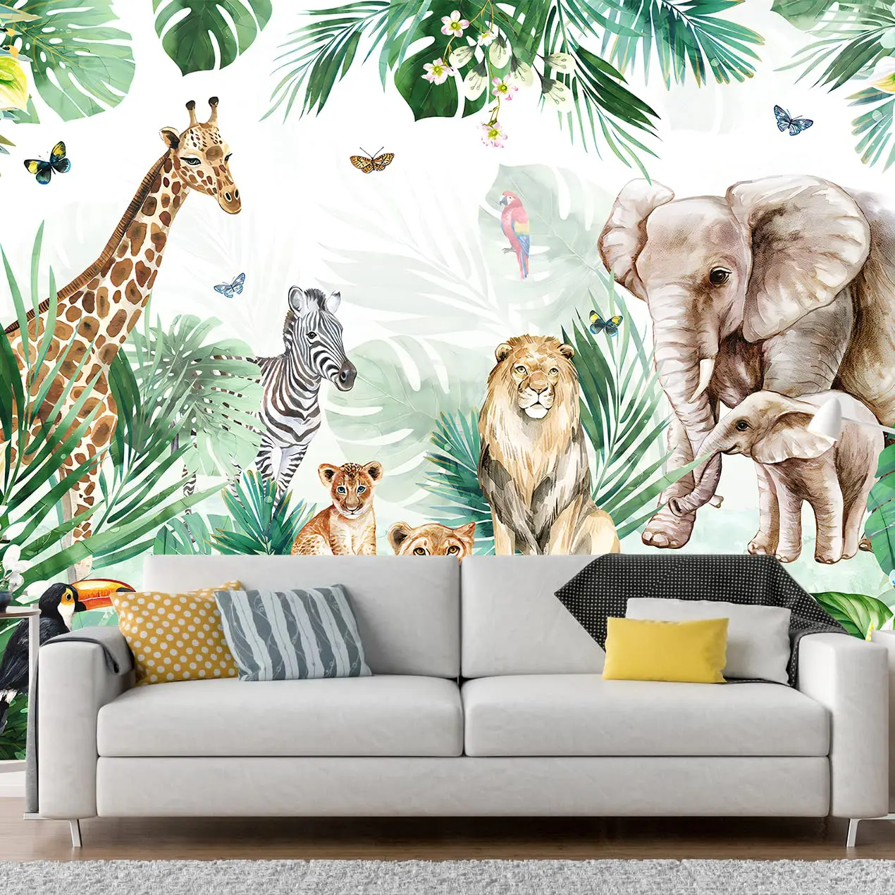 Colorful Banana Leaf Wall Mural Botanical Wallpaper Living Room Wall Art Tropical Leaves Wallpaper