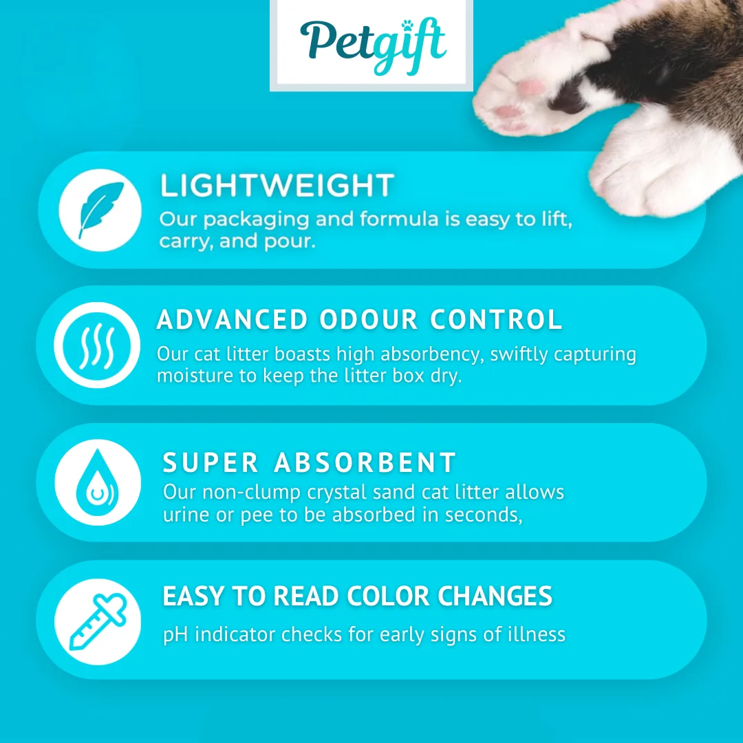 Highly Absorbent natural Dust Free Silica Gel Cat Litter PH health care monitoring indicator Crystal cat sand
