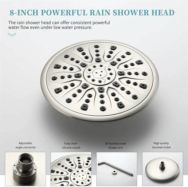 In-wall Installation Nickle Polished Brass shower system set hot and cold shower mixer  set for bathroom