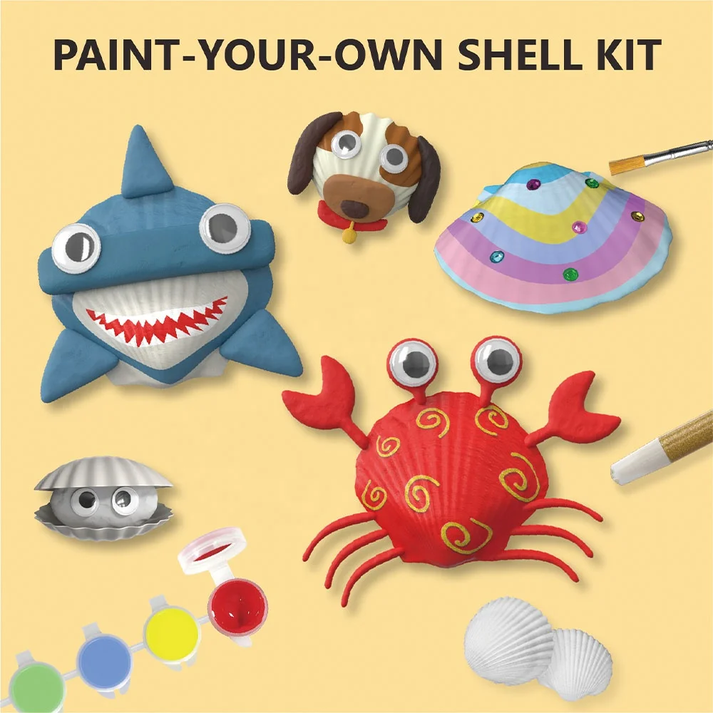 Create Your Own Shells Art and Craft Natural Shell Painting Kit Funny Shells with Clays for Kids
