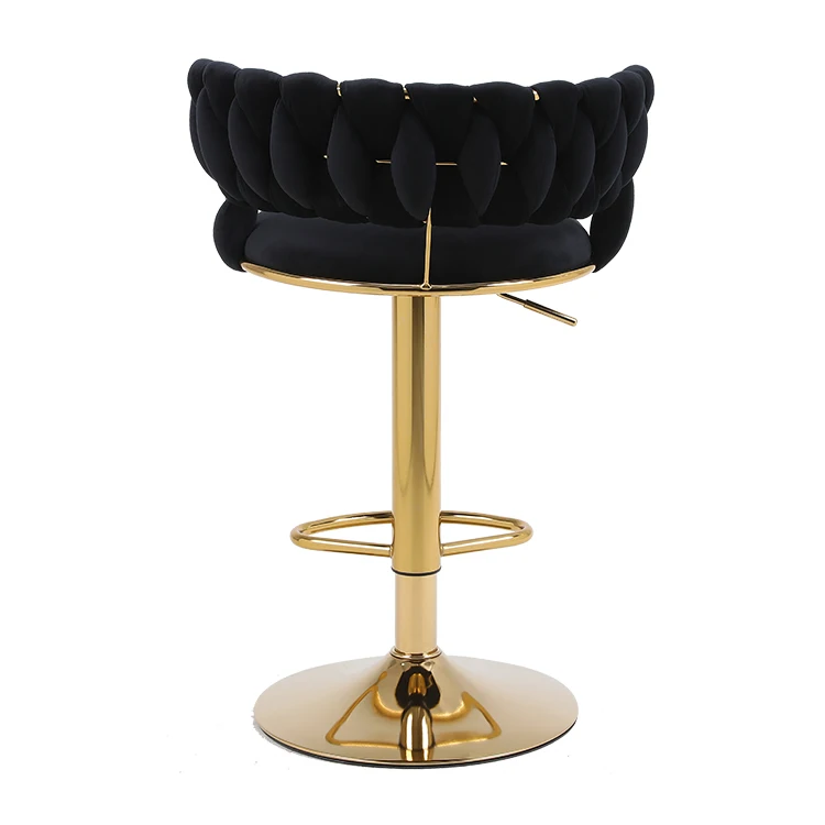 Customization Velvet Adjustable Height Counter Height Rotary Gold Kitchen Bar Chair