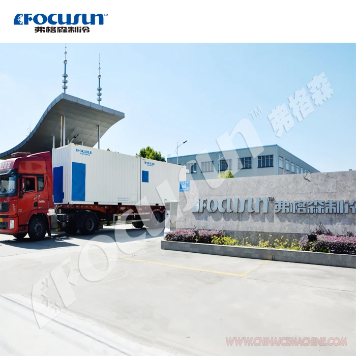 20Tons flake ice machine + 10tons containerized automatic rake type cold room + snow crushing for snow ice making machine