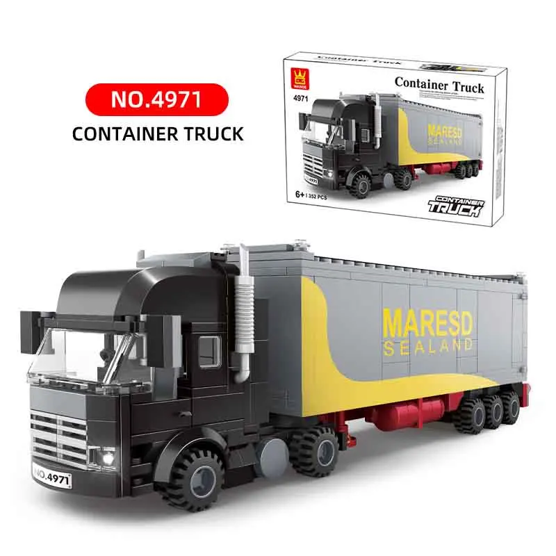 4970 4971 4972 Plastic Build Block Vehicles City Container Heavy Truck GOODS VEHICLE Children Building Block for Boys Gifts