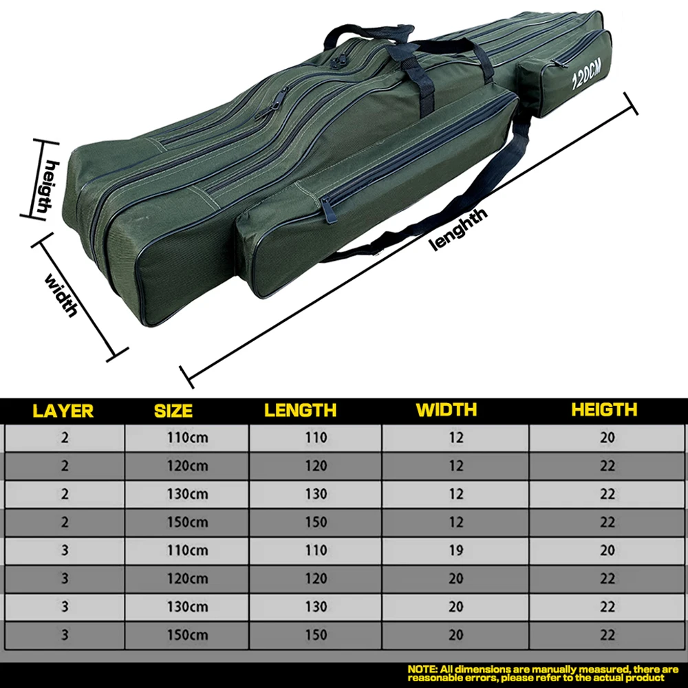 OEM&ODM 150/130/120/110cm Oxford Cloth Fishing Rod Bags Portable Multifunction Fishing Carrier Canvas Fishing Carrier 2/3 Layers