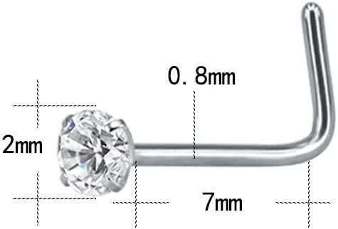 Custom Titanium Steel L-Shaped Flower Combination Nose Stud Set Classic Curved Rod S Rod Inlaid Zircon Nose