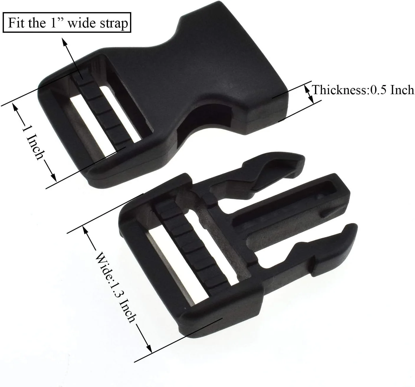 Dual Adjustable Plastic Buckles No Sewing Quick Cam Lock Side Release Buckles for Webbing Belt Dog Collars