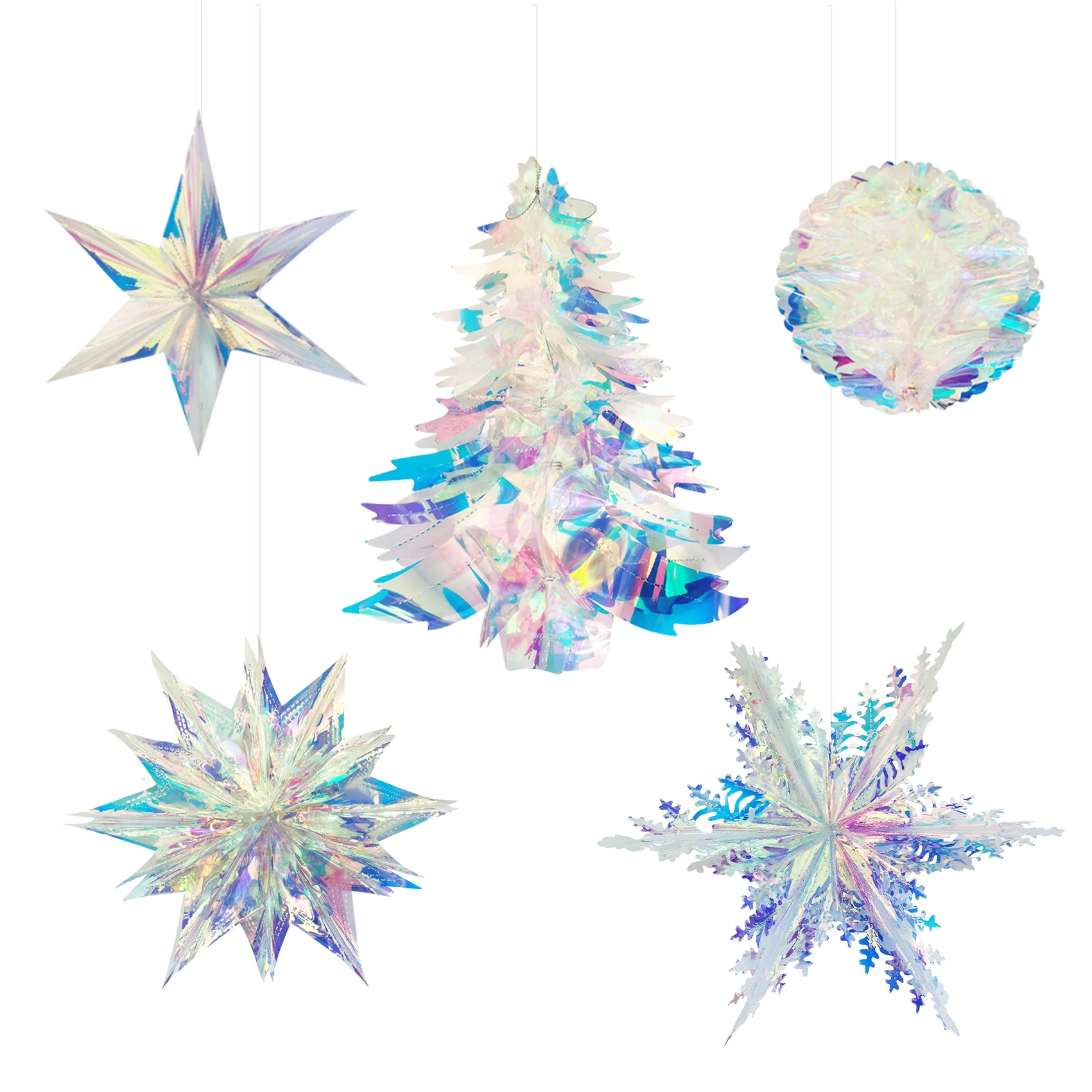 Christmas birthday event party Hanging decoration ball snowflake star Iridescent foil