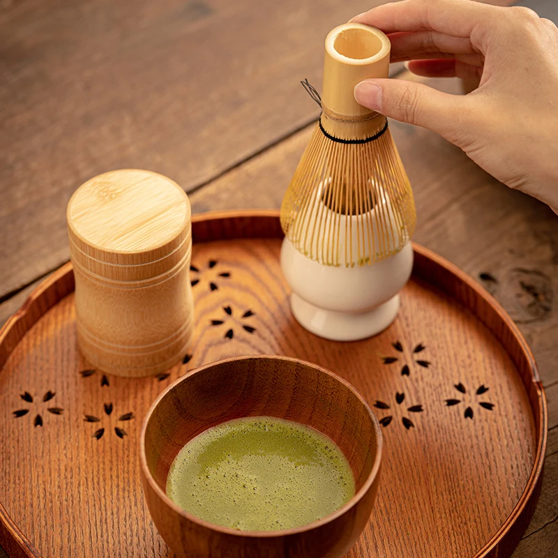 Natural And Black Bamboo Handmade Bamboo Matcha Tea Hand Whisk Chasen for Matcha Whisk Set