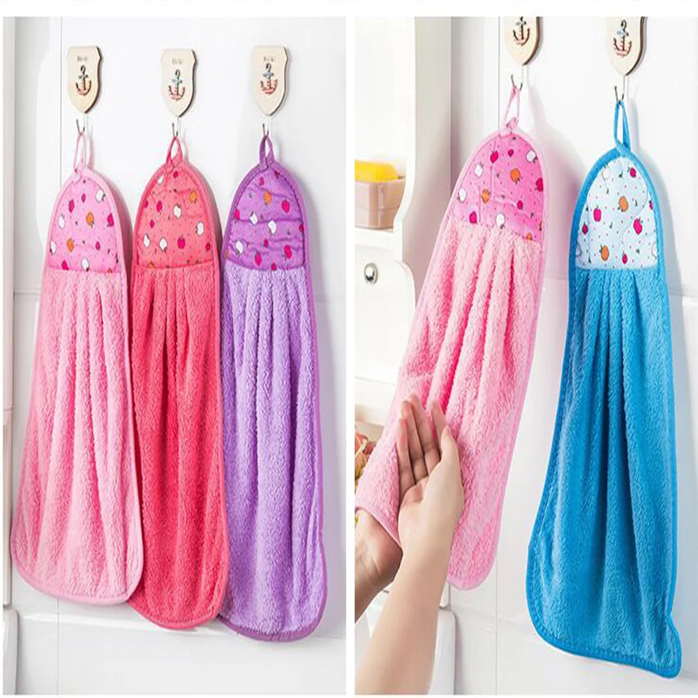 LDD718 Classic Kitchen Towels With Hanging Loop  Heavy Duty Absorbent Clothes Towels 100% Cotton