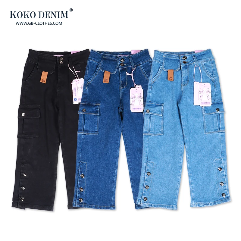 Enfants Evisu Jin New Products Boutique Clothes Designers Kids Jeans Pants Branded Trousers for Girls Custom Cargo
