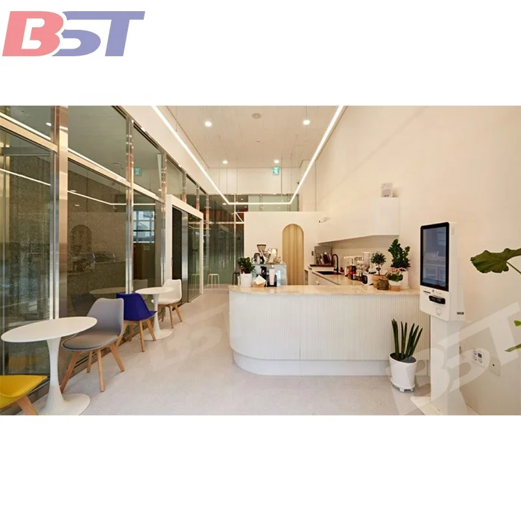 Fashion modern cafe shop restaurant display furniture Interior Decoration design coffee milk tea bar counter