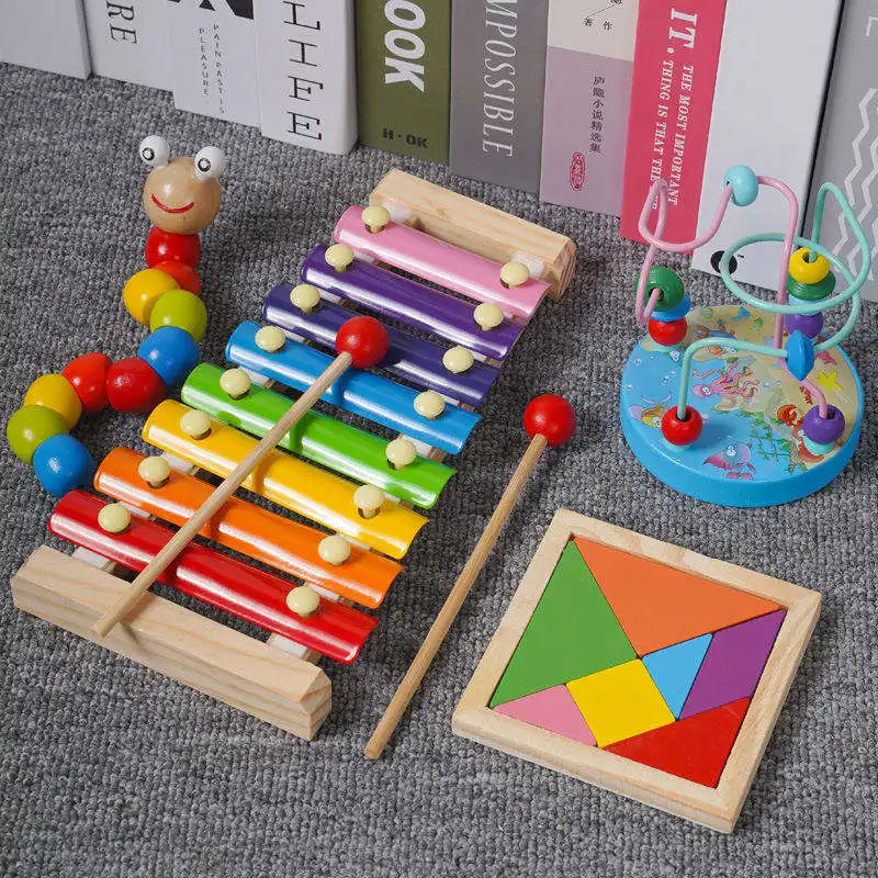 puzzle game for kids Wooden tangram toy 3D jigsaw puzzle Creative jigsaw geometric pieces for children 3-8 years old