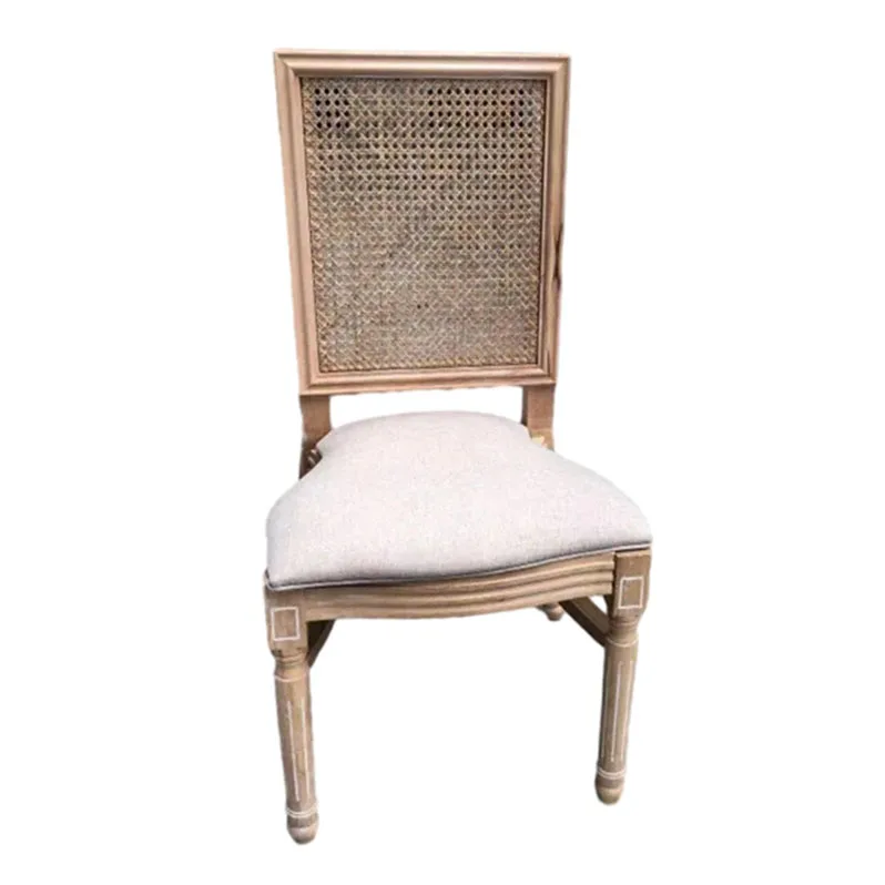 Antique Armrest Louis Chair Solid Wood Rattan Outdoor Chairs