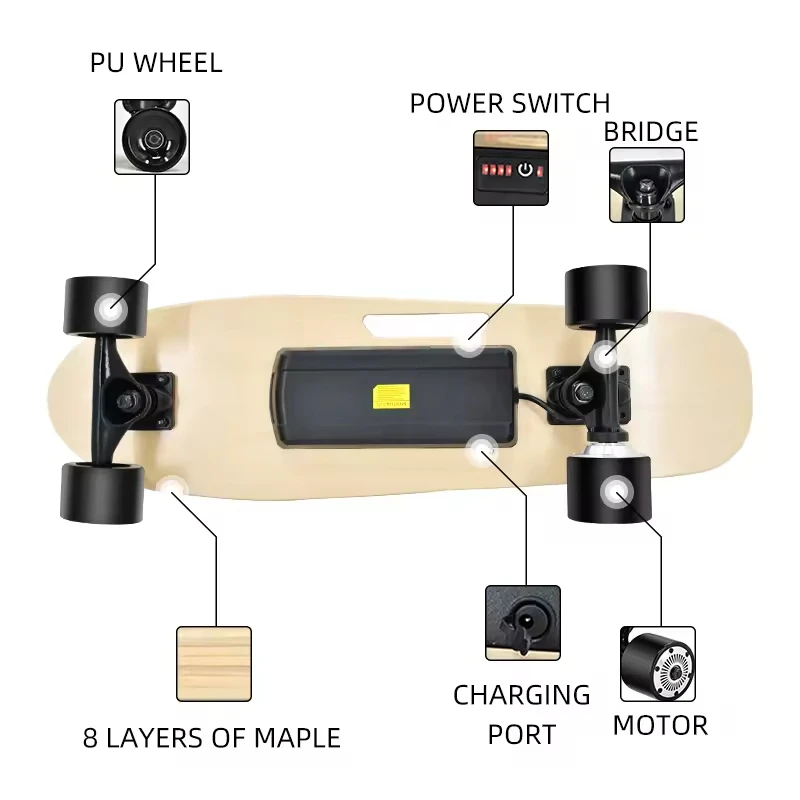 4 wheel portable 150W wholesale small electric skate board remote control electric skateboard whatproof