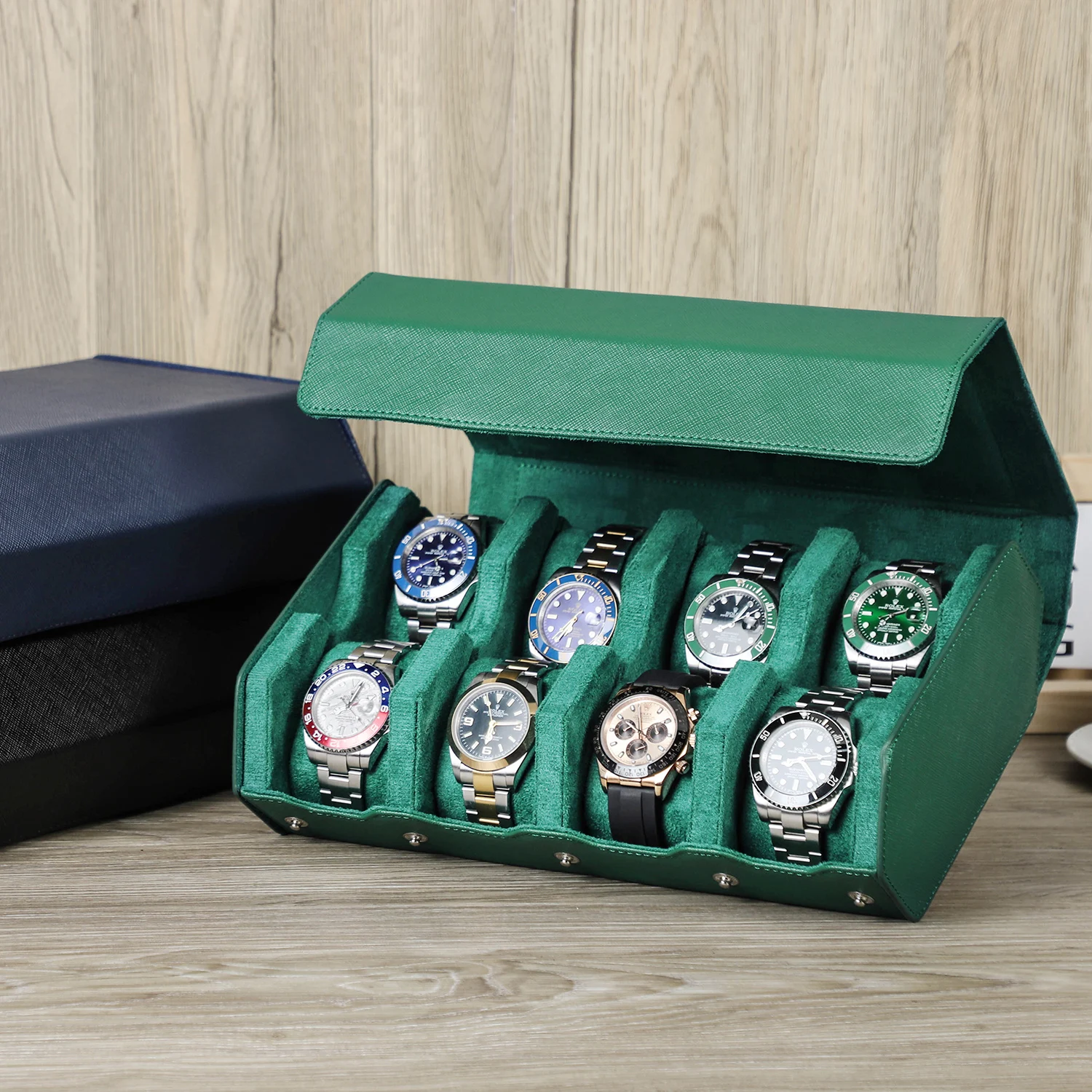 8 Slot Watch Travel Case Leather Hexagonal Watch Collection Box 8 Slot Waterproof Watch Display Case Luxury Custom Logo CFG1019