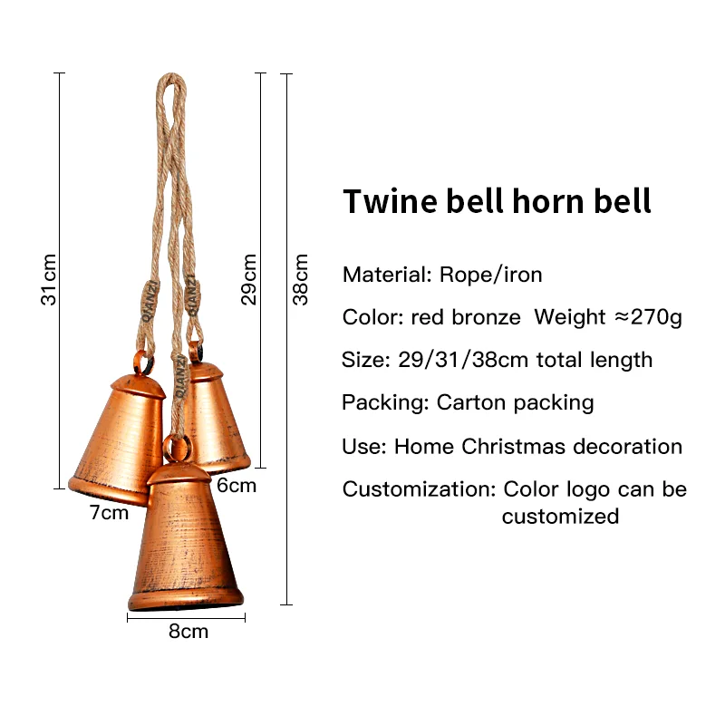 Large Rustic Cow Bells Plated Giant Antique Shabby Metal Indoor Outdoor Christmas Decoration Shabby Cow Hanging Animal Souvenir