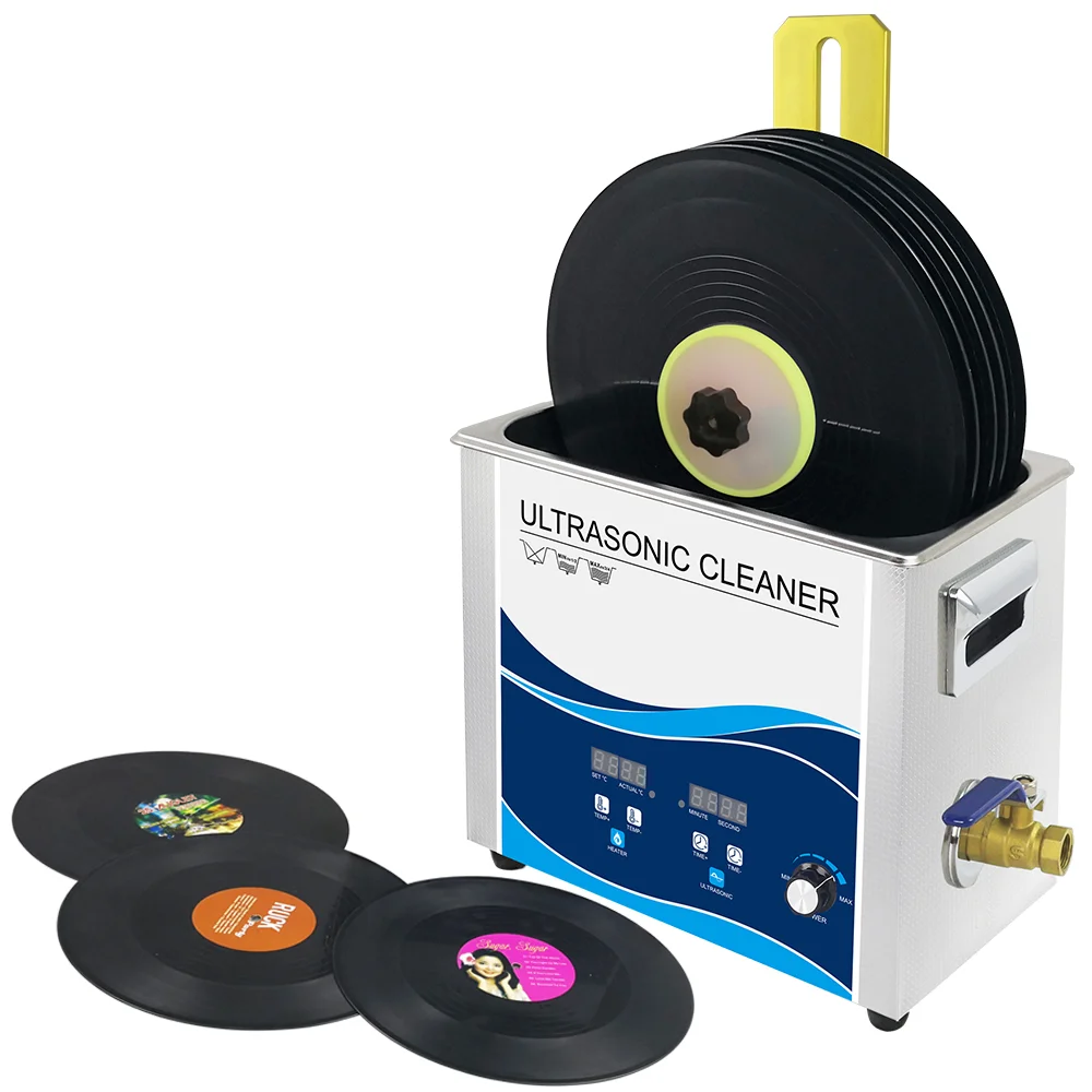 Vinyl Record Washer 6.5L Ultrasonic Cleaner 180W with Lifting Bracket Waterproof for Lp Album Disc EP cleaning