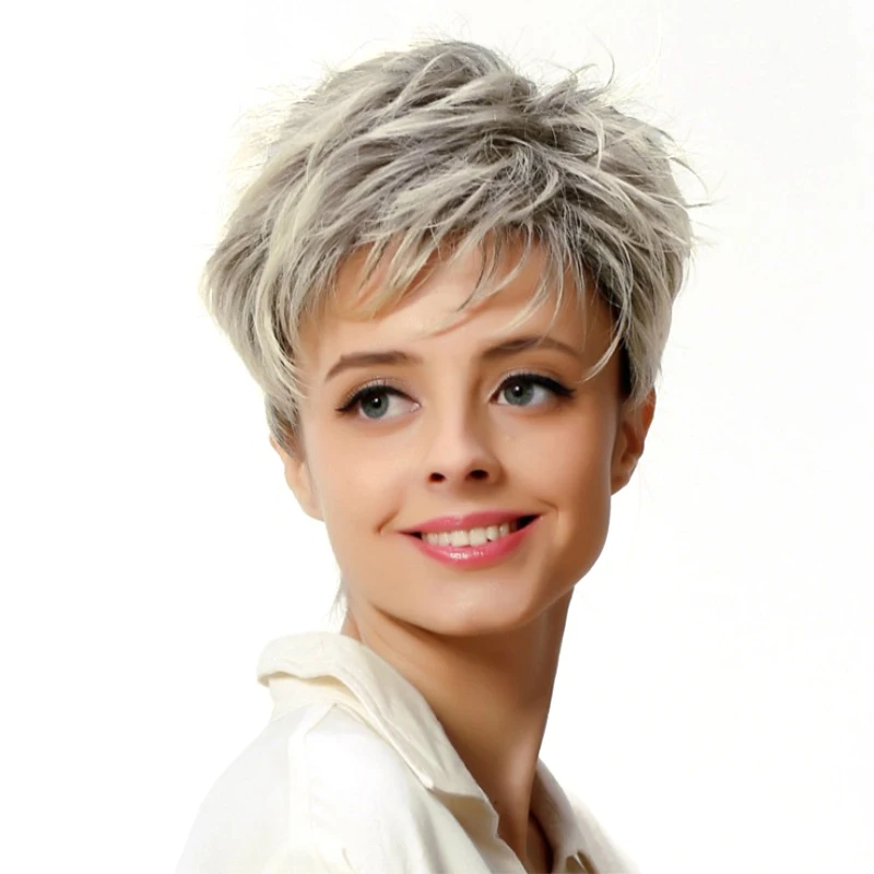 Cross-border European And American Ladies Flower White Trend Short Hair Fluffy Dyed Chemical Fiber Wig