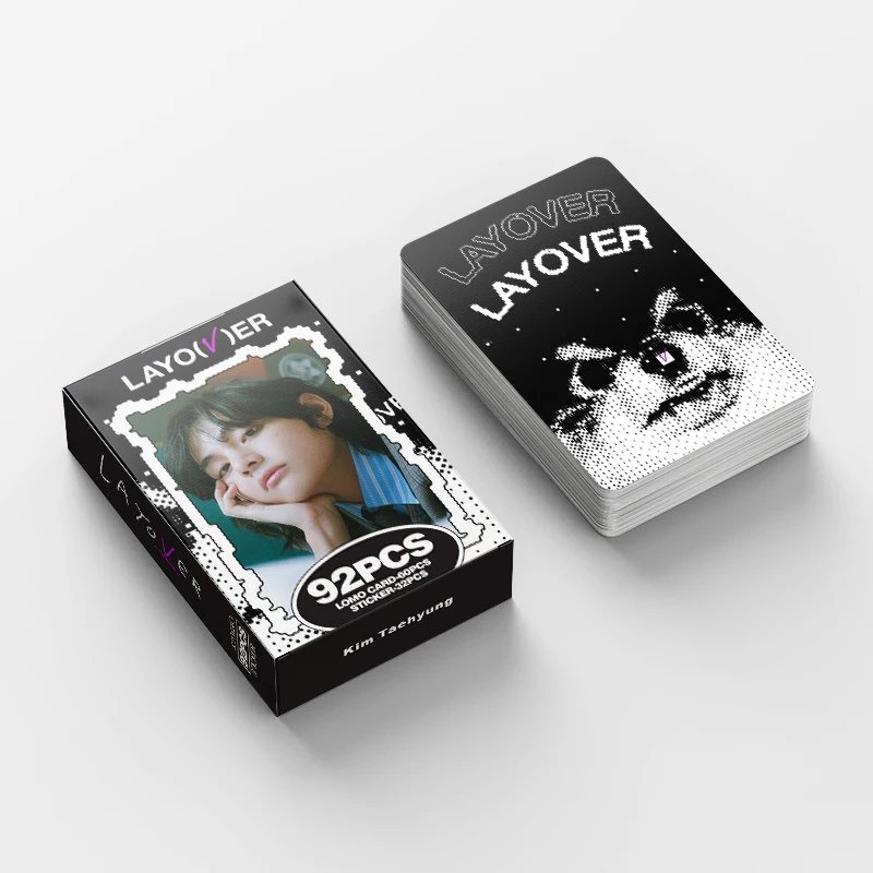 New Hot Wholesale 92pcs KPOP V Peripheral Boutique Small Card 60pcs LOMO Card 32pcs Bicycle Sticker Collector Card