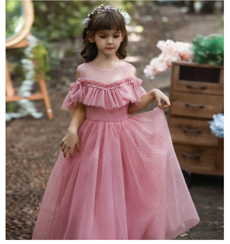 New design 2022 summer sweet Kids Girl Wedding Dresses Girl Gown Dress Princess Birthday White Flower Girls Dresses