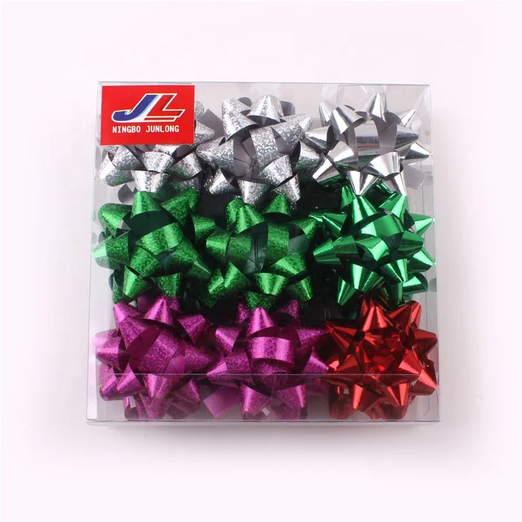 
Supply gift boxes wrap star flower ribbon mixed size assorted color star bow 