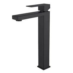 Simple Square Black Bathroom Faucet 304 Stainless Steel Basin Faucet Single Hole Countertop Mount High Quality Chrome Plated Mix