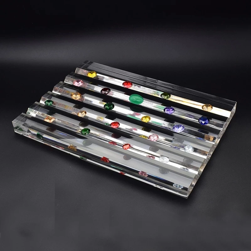 Acrylic Gem Display Tray GemStone Holder Transparent And Frosted Diamond Jewelry Beads Showcase