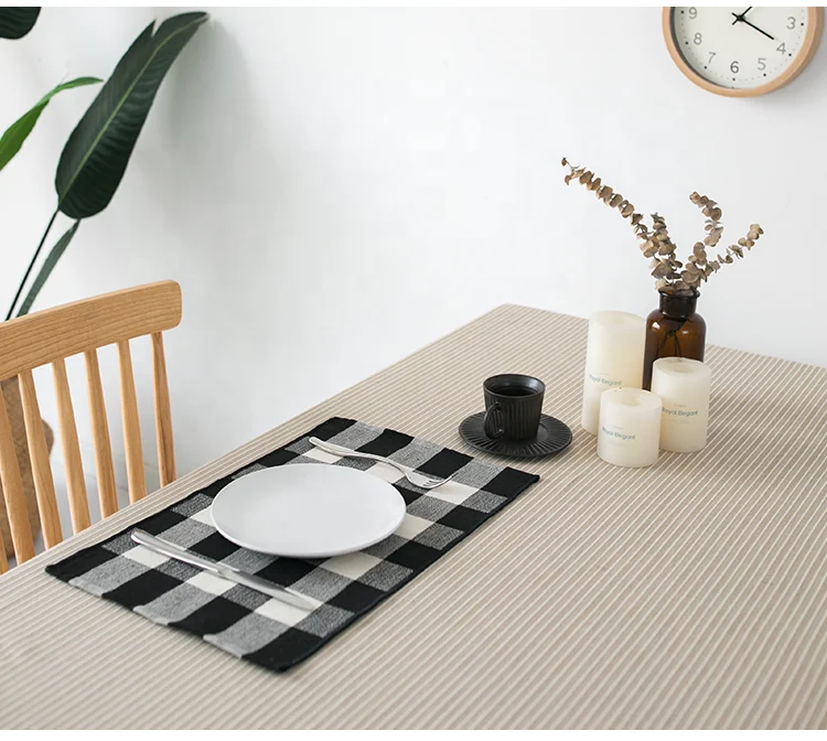 Wholesale Classic Kitchen Decor Dish Black Buffalo Plaid Check Table Mat Christmas Stocking Boho Chic Cotton Woven Placemats