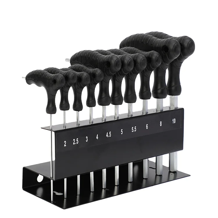 10 Pcs Bike 2-10mm T Handle Tamper Star Hex Key Wrench Set With Ball End