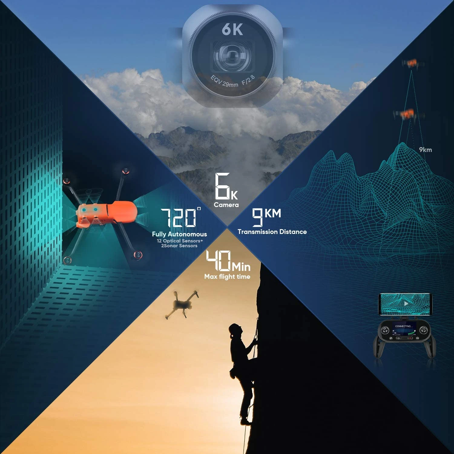  Профессиональный Квадрокоптер Autel EVO 2 профессиональный с одной кнопкой и дальним радиусом действия 40 минут Ultra 8K 6K HD камерой 60 кадров в