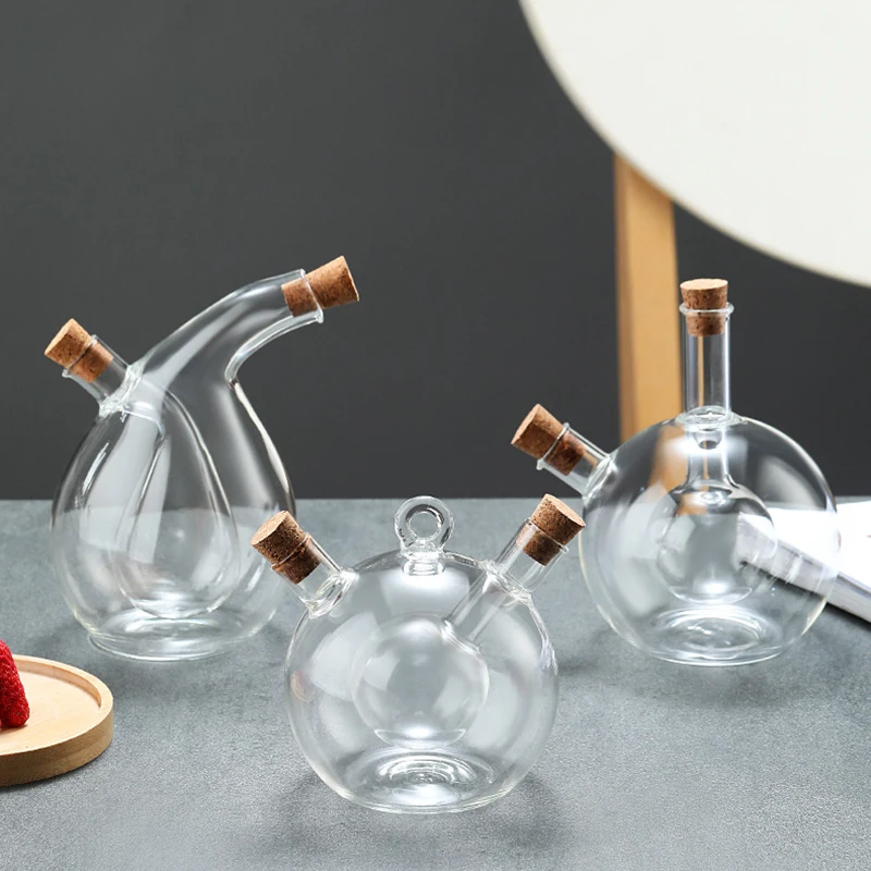 2 in 1 Glass Olive Oil and Vinegar Dispenser Cruets Bottles