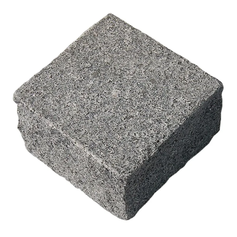 Natural Dark Grey Granite Patio Pavers G654 Tumble Granite Driveway Cube Stone For Outdoor Floor