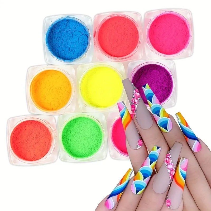 ECO Friendly Formaldehyde-Free Fluorescent Nail Decoration Powder High Bright Neon Nail Powder