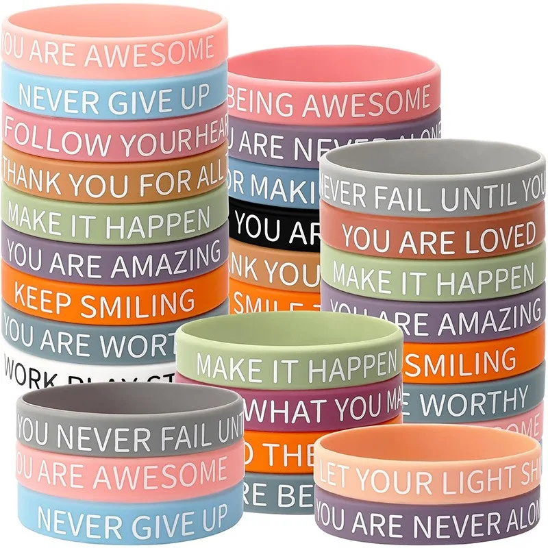 Motivational Quote Love Powder Assorted Colors Silicone Wristbands
