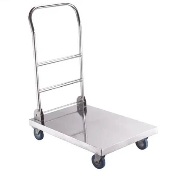 New Heavy Four Wheels Duty Cart Trolley Hand Foldable Platform Truck Push Cart Trolley hand cart
