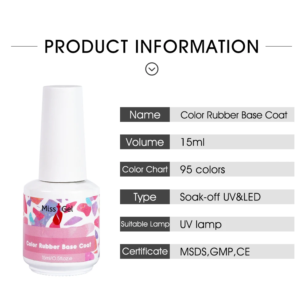 Color Basecoat Nail Supplies Private Label 15ml Base Coat Gel UV Nail Primer Rubber Base Gel