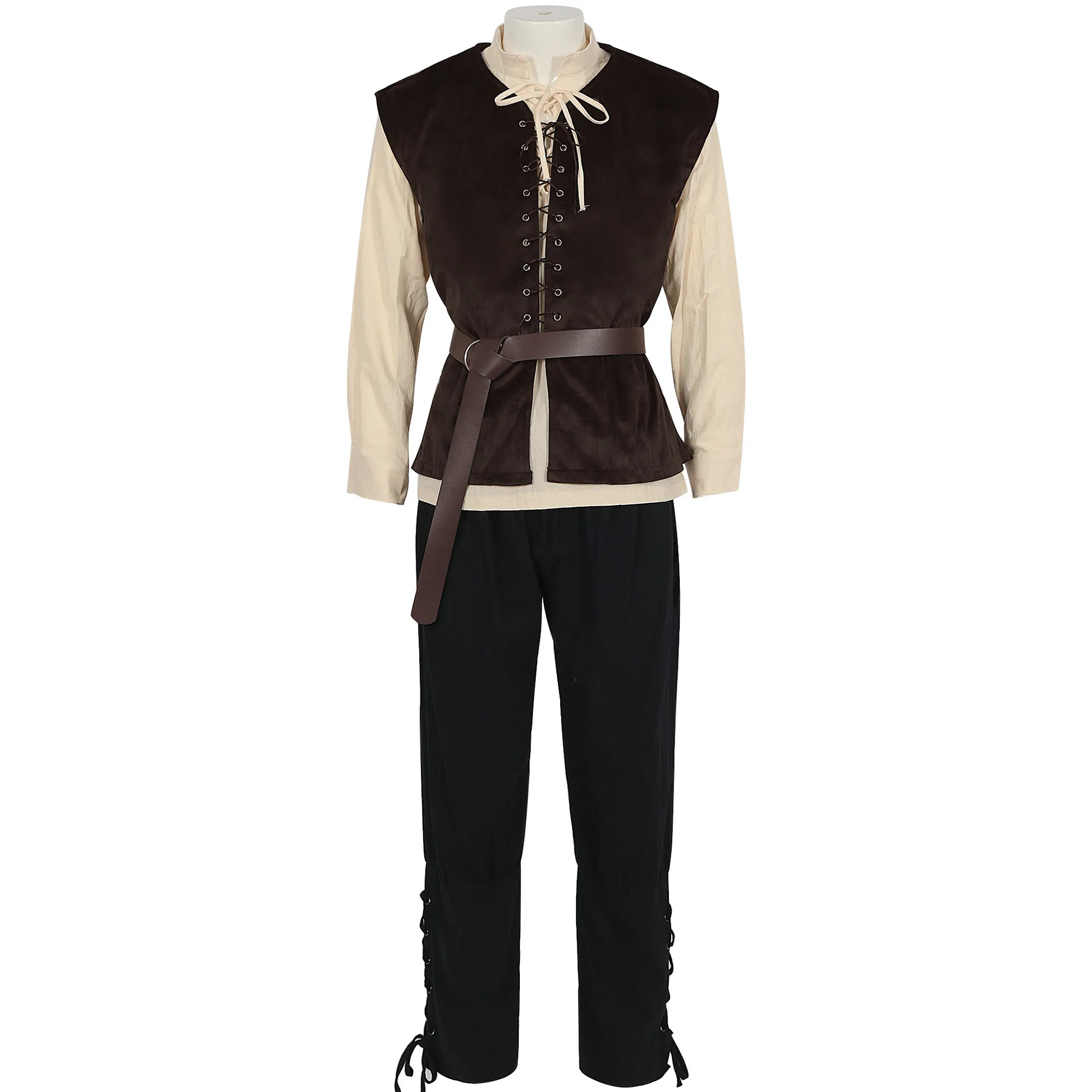 Halloween Medieval Punk Top Hat Beard Men Pants Vest Steam Jacket Gothic Victorian Era Suit Accessories
